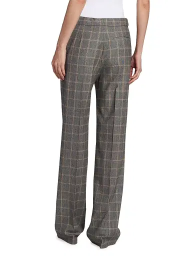 Stella McCartney Women's Tailored Check Wool Slim Pants - Grey Melange | Thumbnail 5 Stella McCartney Women's Tailored Check Wool Slim Pants - Grey Melange | Thumbnail 5