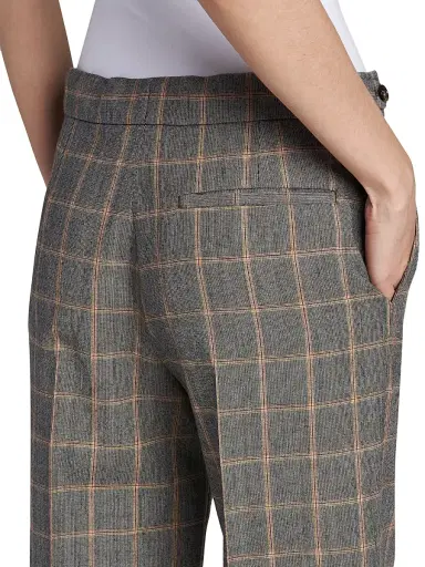 Stella McCartney Women's Tailored Check Wool Slim Pants - Grey Melange | Thumbnail 6 Stella McCartney Women's Tailored Check Wool Slim Pants - Grey Melange | Thumbnail 6