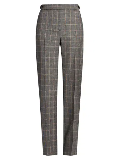 Stella McCartney Women's Tailored Check Wool Slim Pants - Grey Melange | Thumbnail 1 Stella McCartney Women's Tailored Check Wool Slim Pants - Grey Melange | Thumbnail 1