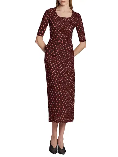 Stella McCartney Women's Polka Dot Mesh Midi Skirt - Burgundy Pink - Size XS | Thumbnail 2 Stella McCartney Women's Polka Dot Mesh Midi Skirt - Burgundy Pink - Size XS | Thumbnail 2