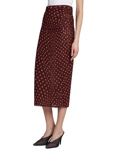 Stella McCartney Women's Polka Dot Mesh Midi Skirt - Burgundy Pink - Size XS | Thumbnail 4 Stella McCartney Women's Polka Dot Mesh Midi Skirt - Burgundy Pink - Size XS | Thumbnail 4