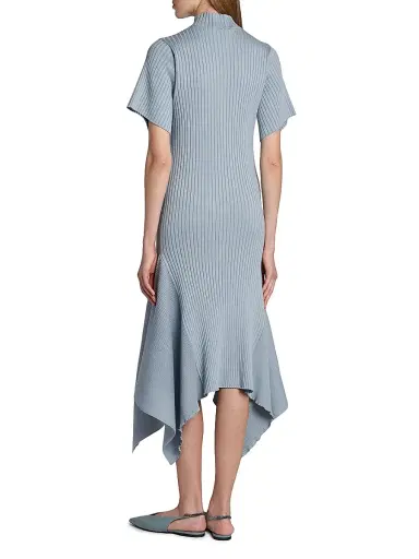 Stella McCartney Women's Rib-Knit Cotton Polo Midi Dress - Blue Grey | Thumbnail 5 Stella McCartney Women's Rib-Knit Cotton Polo Midi Dress - Blue Grey | Thumbnail 5