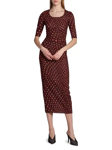 Stella McCartney Women's Polka Dot Mesh Top - Burgundy Pink | Thumbnail 2 Stella McCartney Women's Polka Dot Mesh Top - Burgundy Pink | Thumbnail 2