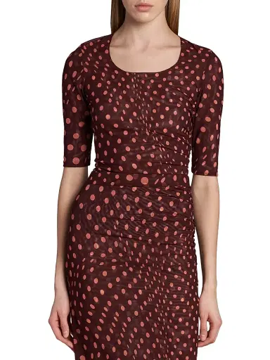 Stella McCartney Women's Polka Dot Mesh Top - Burgundy Pink | Thumbnail 3 Stella McCartney Women's Polka Dot Mesh Top - Burgundy Pink | Thumbnail 3