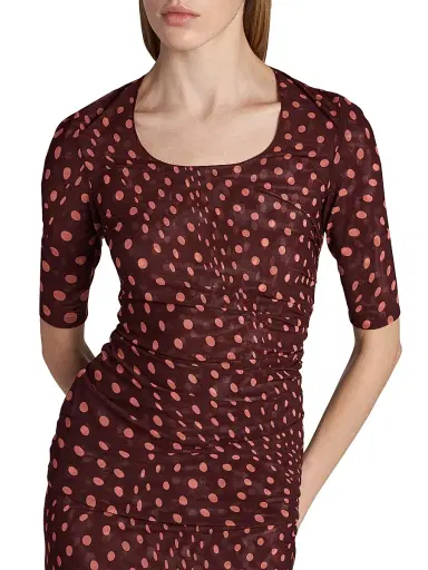 Stella McCartney Women's Polka Dot Mesh Top - Burgundy Pink | Thumbnail 6 Stella McCartney Women's Polka Dot Mesh Top - Burgundy Pink | Thumbnail 6