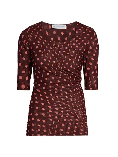 Stella McCartney Women's Polka Dot Mesh Top - Burgundy Pink | Thumbnail 1 Stella McCartney Women's Polka Dot Mesh Top - Burgundy Pink | Thumbnail 1