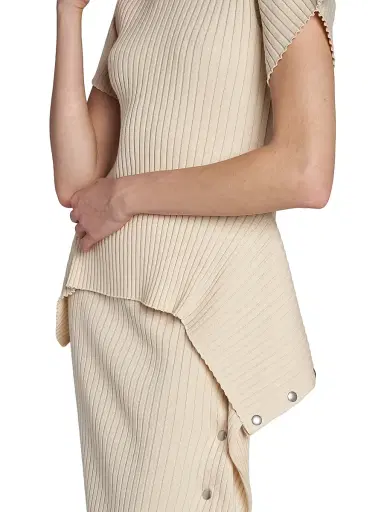 Stella McCartney Women's Draped Rib-Knit Cotton T-Shirt | Thumbnail 6 Stella McCartney Women's Draped Rib-Knit Cotton T-Shirt | Thumbnail 6