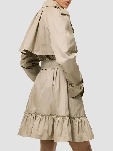 Burberry Women's Short Ruched Gabardine Trench Coat - Saltmarsh Beige | Thumbnail 3 Burberry Women's Short Ruched Gabardine Trench Coat - Saltmarsh Beige | Thumbnail 3