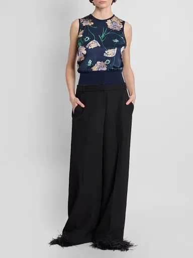 Erdem Women's Flower Wool Knit Sleeveless Top - Navy | Thumbnail 2 Erdem Women's Flower Wool Knit Sleeveless Top - Navy | Thumbnail 2