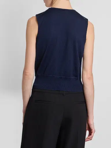 Erdem Women's Flower Wool Knit Sleeveless Top - Navy | Thumbnail 3 Erdem Women's Flower Wool Knit Sleeveless Top - Navy | Thumbnail 3