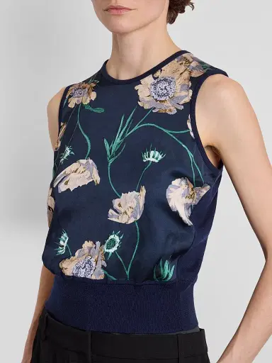 Erdem Women's Flower Wool Knit Sleeveless Top - Navy | Thumbnail 5 Erdem Women's Flower Wool Knit Sleeveless Top - Navy | Thumbnail 5