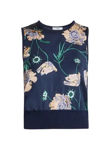 Erdem Women's Flower Wool Knit Sleeveless Top - Navy | Thumbnail 1 Erdem Women's Flower Wool Knit Sleeveless Top - Navy | Thumbnail 1