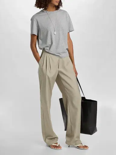 Toteme Women's Cotton-Blend Classic T-Shirt - Mid Grey Melange | Thumbnail 2 Toteme Women's Cotton-Blend Classic T-Shirt - Mid Grey Melange | Thumbnail 2