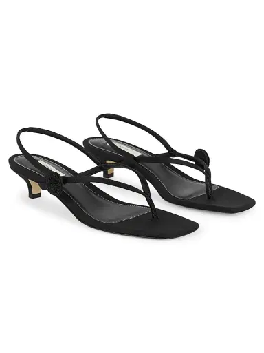 TOTEME Women's 35MM Satin Slingback Flip Flops - Black - Size 12 | Thumbnail 2 TOTEME Women's 35MM Satin Slingback Flip Flops - Black - Size 12 | Thumbnail 2