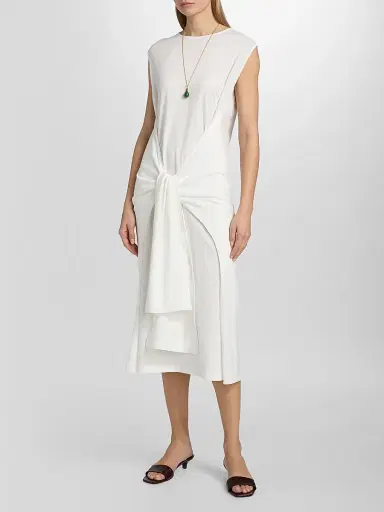TOTEME Women's Tie-Waist Jersey Midi Dress - Off White | Thumbnail 2 TOTEME Women's Tie-Waist Jersey Midi Dress - Off White | Thumbnail 2