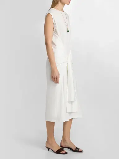 TOTEME Women's Tie-Waist Jersey Midi Dress - Off White | Thumbnail 4 TOTEME Women's Tie-Waist Jersey Midi Dress - Off White | Thumbnail 4