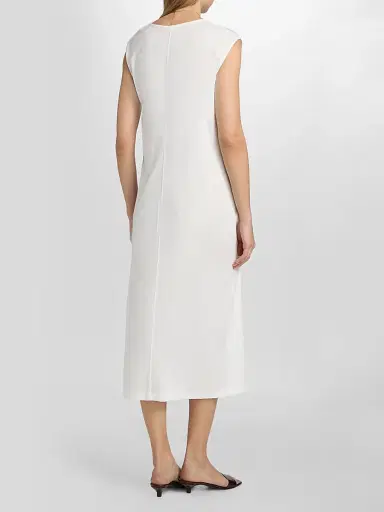 TOTEME Women's Tie-Waist Jersey Midi Dress - Off White | Thumbnail 5 TOTEME Women's Tie-Waist Jersey Midi Dress - Off White | Thumbnail 5