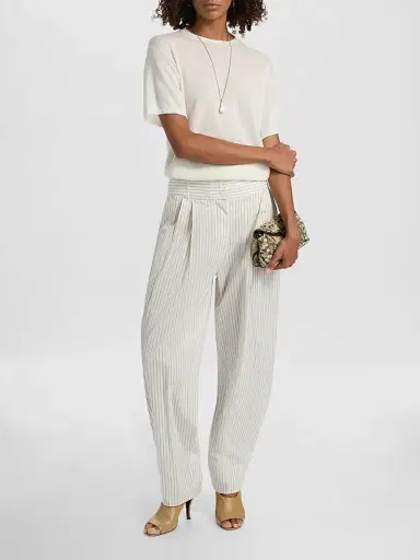 TOTEME Women's Striped Cotton-Silk Balloon Trousers - White Cobalt - Size 12 | Thumbnail 2 TOTEME Women's Striped Cotton-Silk Balloon Trousers - White Cobalt - Size 12 | Thumbnail 2