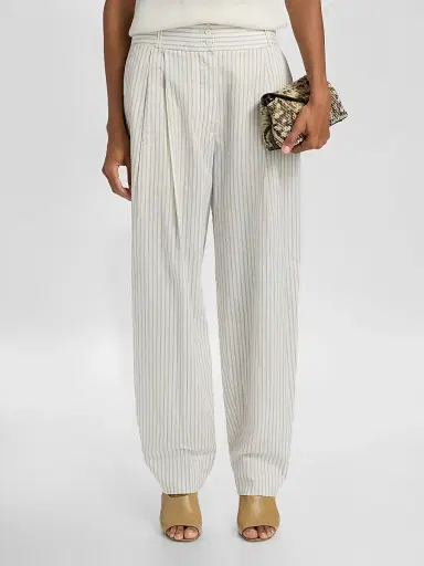 TOTEME Women's Striped Cotton-Silk Balloon Trousers - White Cobalt - Size 12 | Thumbnail 3 TOTEME Women's Striped Cotton-Silk Balloon Trousers - White Cobalt - Size 12 | Thumbnail 3