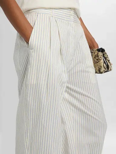 TOTEME Women's Striped Cotton-Silk Balloon Trousers - White Cobalt - Size 12 | Thumbnail 6 TOTEME Women's Striped Cotton-Silk Balloon Trousers - White Cobalt - Size 12 | Thumbnail 6