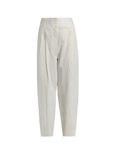 TOTEME Women's Striped Cotton-Silk Balloon Trousers - White Cobalt - Size 12 | Thumbnail 1 TOTEME Women's Striped Cotton-Silk Balloon Trousers - White Cobalt - Size 12 | Thumbnail 1