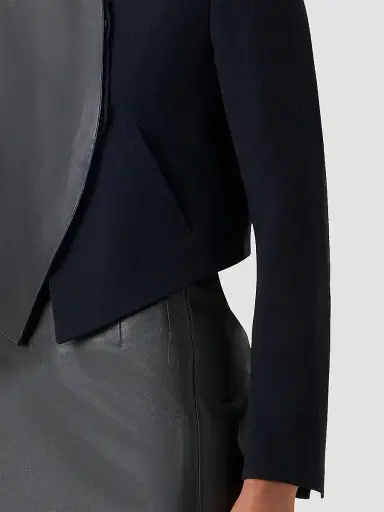 Akris Women's Hynora Leather-Inset Virgin Wool Jacket - Black - Size 16 | Thumbnail 5 Akris Women's Hynora Leather-Inset Virgin Wool Jacket - Black - Size 16 | Thumbnail 5