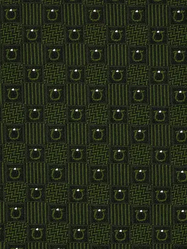 Ferragamo Men's Gancio Jacquard Woven Silk Tie - Verde Scuro | Thumbnail 4 Ferragamo Men's Gancio Jacquard Woven Silk Tie - Verde Scuro | Thumbnail 4