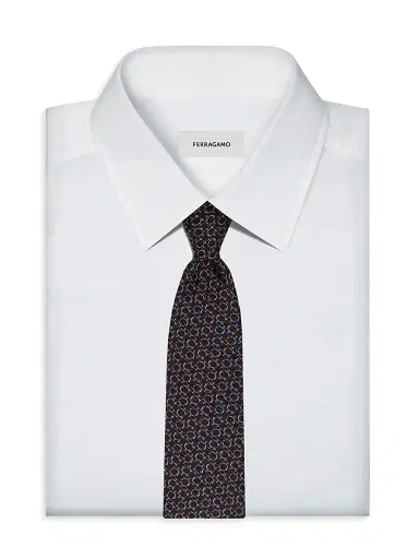 Ferragamo Men's Gancini Silk Jacquard Tie - Marrone | Thumbnail 2 Ferragamo Men's Gancini Silk Jacquard Tie - Marrone | Thumbnail 2