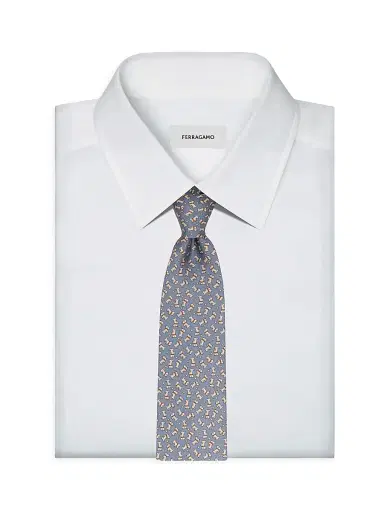 Ferragamo Men's Charlie-Print Silk Tie | Thumbnail 2 Ferragamo Men's Charlie-Print Silk Tie | Thumbnail 2