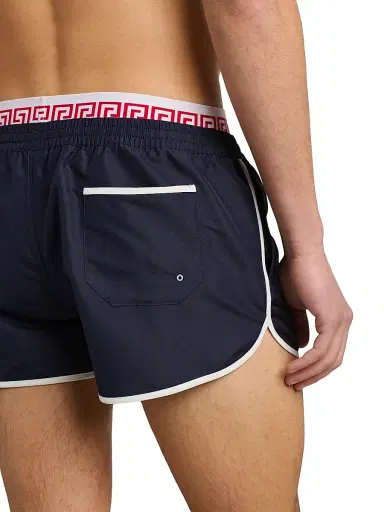 Versace Men's Golfo Elasticized Waistband Swim Shorts - Dark Navy White | Thumbnail 5 Versace Men's Golfo Elasticized Waistband Swim Shorts - Dark Navy White | Thumbnail 5