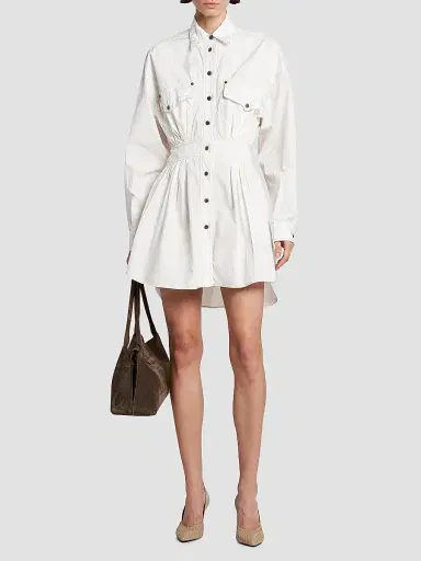 Versace Women's La Vacanza Poplin Cotton Utility Shirtdress - White | Thumbnail 2 Versace Women's La Vacanza Poplin Cotton Utility Shirtdress - White | Thumbnail 2