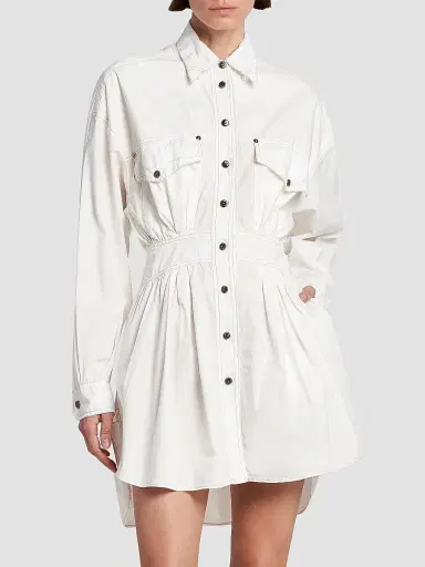 Versace Women's La Vacanza Poplin Cotton Utility Shirtdress - White | Thumbnail 3 Versace Women's La Vacanza Poplin Cotton Utility Shirtdress - White | Thumbnail 3