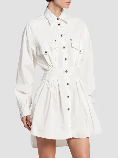 Versace Women's La Vacanza Poplin Cotton Utility Shirtdress - White | Thumbnail 4 Versace Women's La Vacanza Poplin Cotton Utility Shirtdress - White | Thumbnail 4