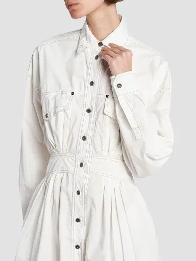 Versace Women's La Vacanza Poplin Cotton Utility Shirtdress - White | Thumbnail 6 Versace Women's La Vacanza Poplin Cotton Utility Shirtdress - White | Thumbnail 6