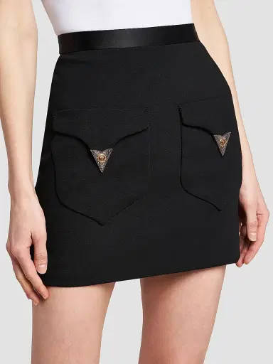 Versace Women's La Vacanza Hardware-Embellished Wool Miniskirt - Black - Size 12 | Thumbnail 6 Versace Women's La Vacanza Hardware-Embellished Wool Miniskirt - Black - Size 12 | Thumbnail 6