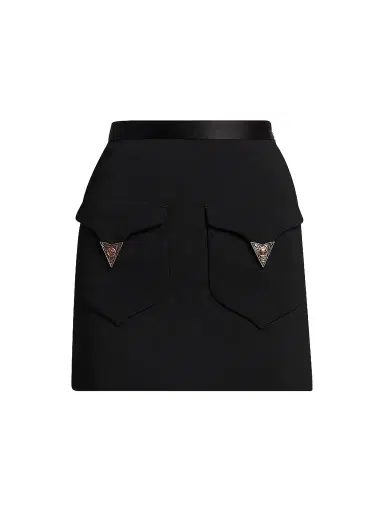 Versace Women's La Vacanza Hardware-Embellished Wool Miniskirt - Black - Size 12 | Thumbnail 1 Versace Women's La Vacanza Hardware-Embellished Wool Miniskirt - Black - Size 12 | Thumbnail 1