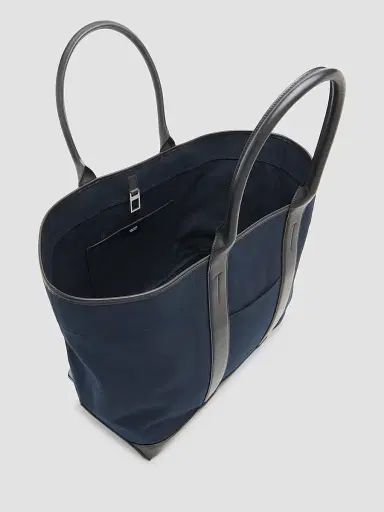 Tom Ford Men's Canvas & Leather Large Tote - Navy Black | Thumbnail 3 Tom Ford Men's Canvas & Leather Large Tote - Navy Black | Thumbnail 3