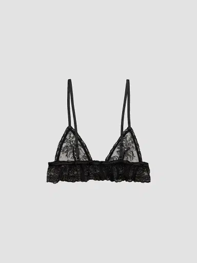 Dolce & Gabbana Women's Floral Lace Ruffle Soft Cup Bra - Black | Thumbnail 2 Dolce & Gabbana Women's Floral Lace Ruffle Soft Cup Bra - Black | Thumbnail 2