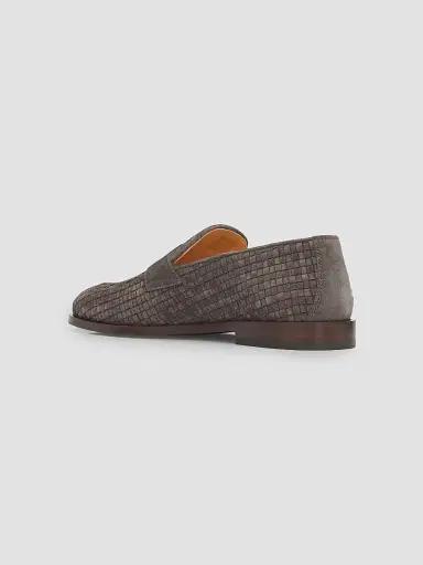 Brunello Cucinelli Men's Woven Suede Penny Loafers | Thumbnail 2 Brunello Cucinelli Men's Woven Suede Penny Loafers | Thumbnail 2