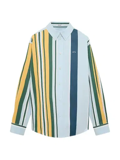 LOEWE Men's Colorblock Stripe Cotton Shirt - Blue Multicolor | Thumbnail 1 LOEWE Men's Colorblock Stripe Cotton Shirt - Blue Multicolor | Thumbnail 1