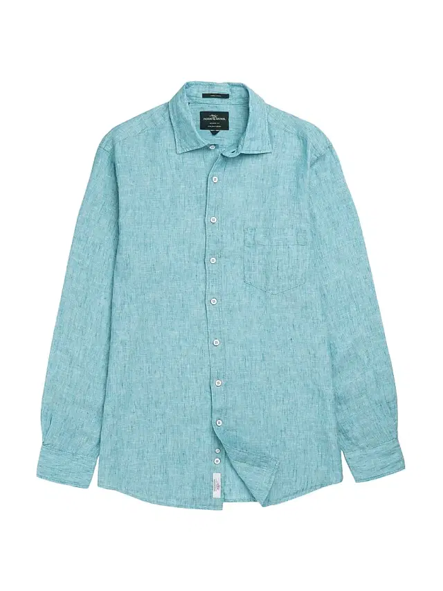 Men's Coromandel Textured Shirt - Washed Teal Men's Coromandel Textured Shirt - Washed Teal