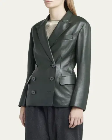 Giorgio Armani Tailored Leather Blazer Jacket | Thumbnail 4 Giorgio Armani Tailored Leather Blazer Jacket | Thumbnail 4