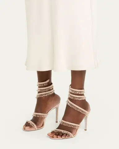 René Caovilla Chandelier Satin Snake Ankle Wrap Sandals | Thumbnail 2 René Caovilla Chandelier Satin Snake Ankle Wrap Sandals | Thumbnail 2