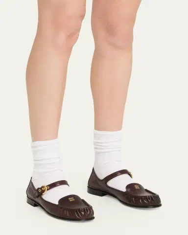 Miu Miu Leather Mary Jane Loafers | Thumbnail 2 Miu Miu Leather Mary Jane Loafers | Thumbnail 2