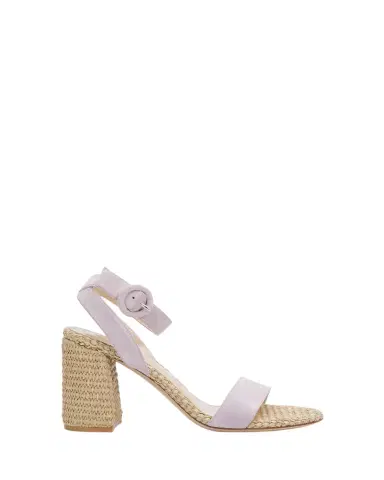 Gianvito Rossi Suede Raffia Ankle-Strap Sandals | Thumbnail 1 Gianvito Rossi Suede Raffia Ankle-Strap Sandals | Thumbnail 1