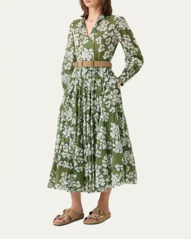 Akris punto Floral Cotton Muslin Tiered Midi Shirtdress | Thumbnail 4 Akris punto Floral Cotton Muslin Tiered Midi Shirtdress | Thumbnail 4