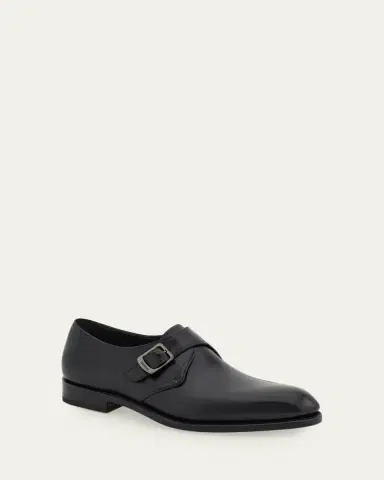 Ferragamo Men's Sullivan Tramezza Leather Monk-Strap Loafers | Thumbnail 2 Ferragamo Men's Sullivan Tramezza Leather Monk-Strap Loafers | Thumbnail 2