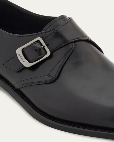 Ferragamo Men's Sullivan Tramezza Leather Monk-Strap Loafers | Thumbnail 4 Ferragamo Men's Sullivan Tramezza Leather Monk-Strap Loafers | Thumbnail 4
