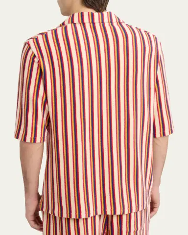 Valentino Garavani Men's Striped Toweling Camp Shirt | Thumbnail 3 Valentino Garavani Men's Striped Toweling Camp Shirt | Thumbnail 3