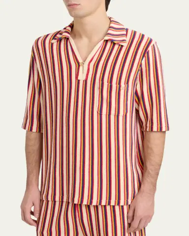 Valentino Garavani Men's Striped Toweling Camp Shirt | Thumbnail 4 Valentino Garavani Men's Striped Toweling Camp Shirt | Thumbnail 4